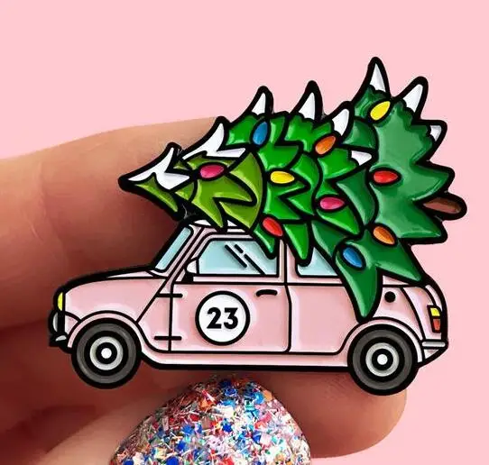 New Christmas tree car ice cream socks brooch cute sparkling crystal cup ice cream socks car children fashion Christmas denim cl