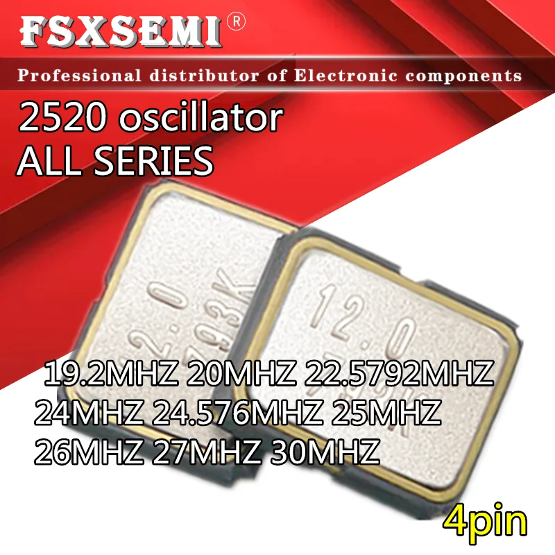 2pcs 2520 oscillator 4pin 2.5x2.0mm crystal oscillator 32MHZ 36MHZ 38.4MHZ 40MHZ 48MHZ 50MHZ 54MHZ