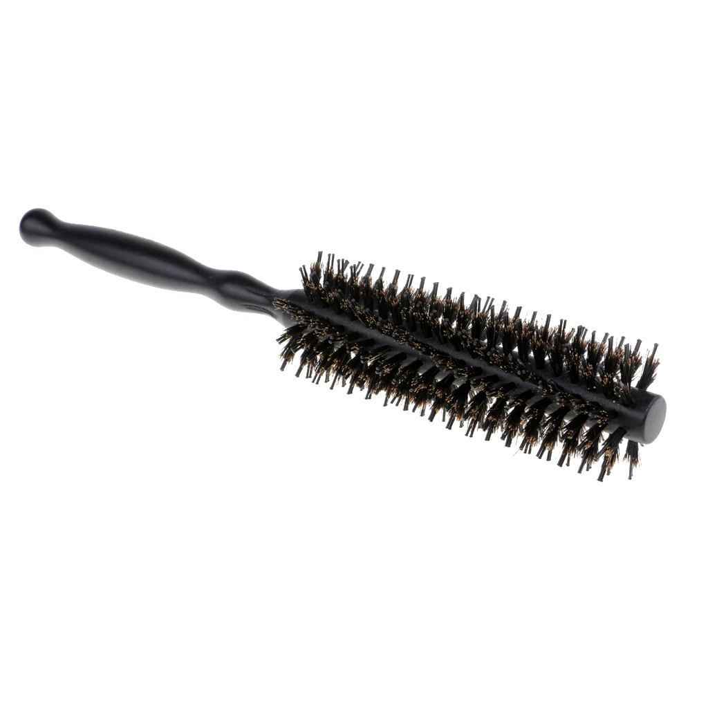 Twill Bristles Round Hair Brush with Nylon Pin Wooden Detangling Brush for For Men, Women, Kid Blow Drying, Dry, Wet