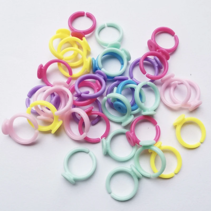 100pcs Clear Plastic Adjustable Rings Base for Small Baby Child Kids 9mm Blank Finger Craft Jewelry Making Supplies Accessories