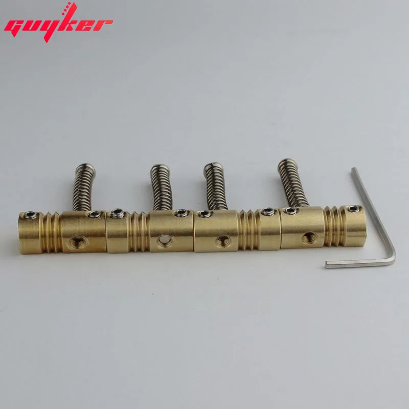 4 Pcs Highgrade String Pitch 19mm Brass Compensated Saddles Set with Wrench Highgrade Replacement Part for Electric Bass