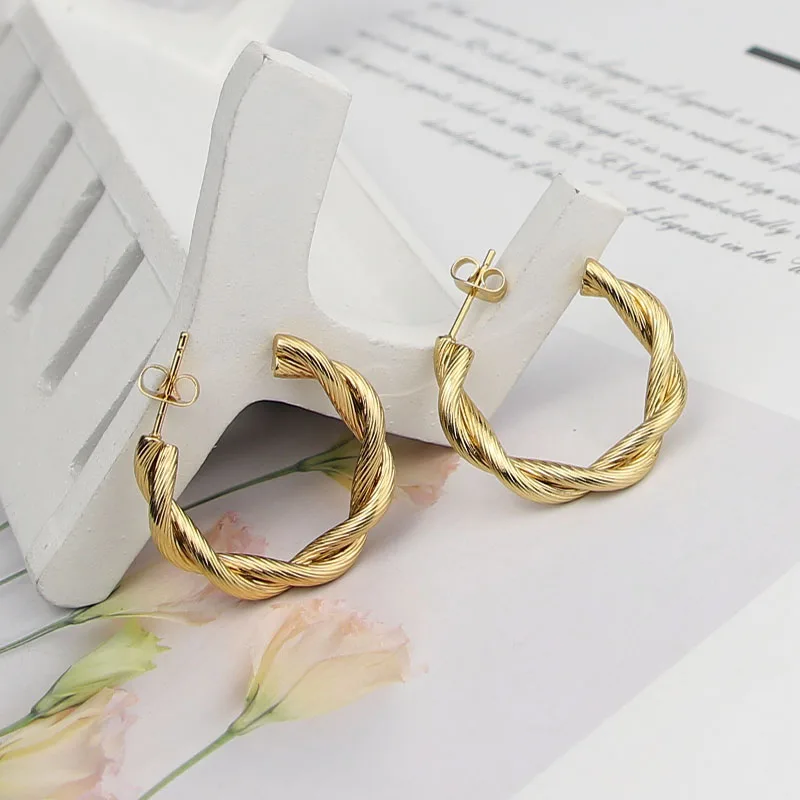 New Hot Selling Fashion Jewelry  Stainless Steel Two-Twisted Wire Twist Earrings For Women's Favorite Party Love Gifts Wholesale