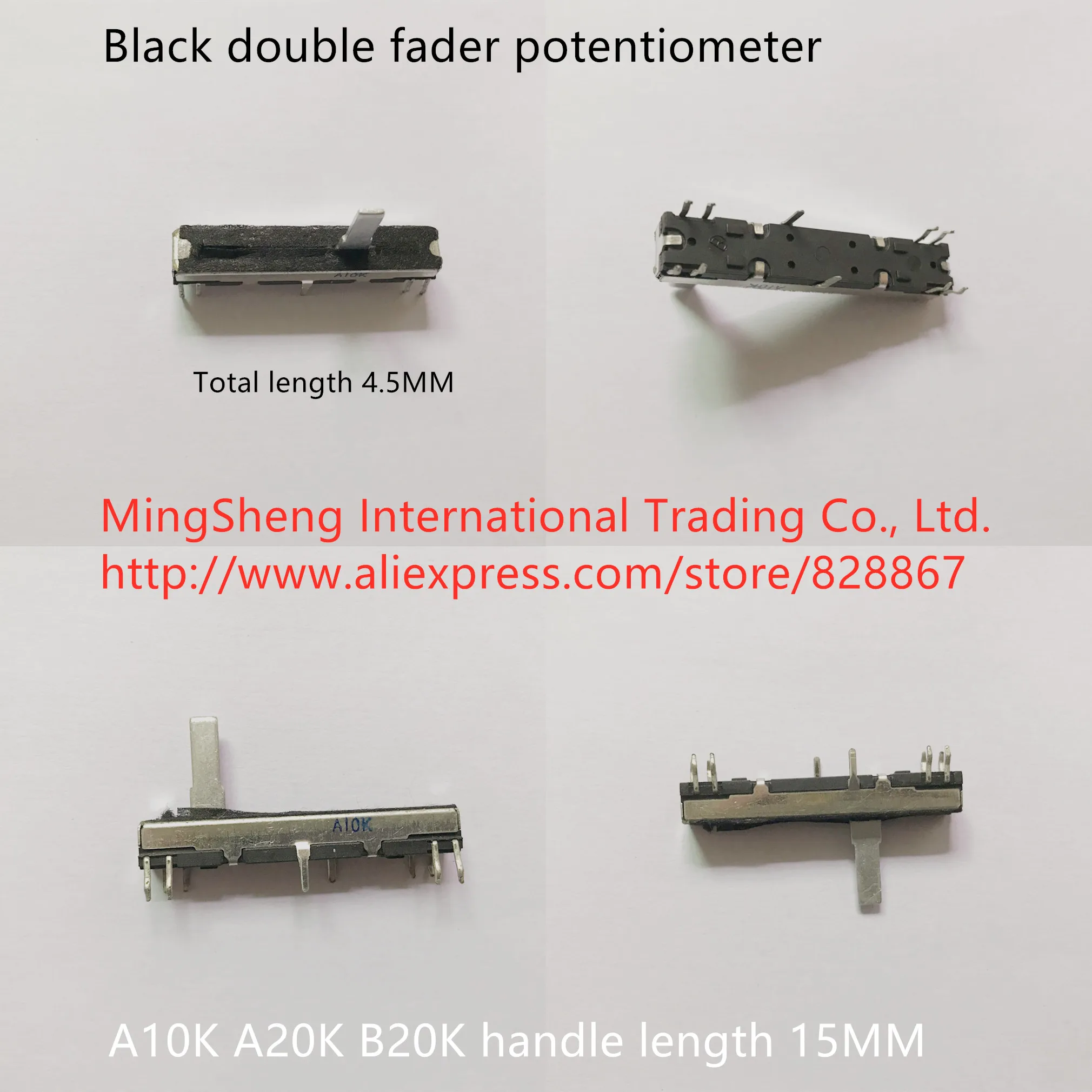 

Оригинальный новый 100% черный потенциометр с двойным фейдером 4,5 мм A10K A20K B20K A50K B50K, длина ручки 15 мм (ПЕРЕКЛЮЧАТЕЛЬ)