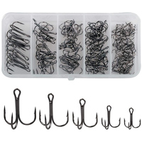 120pcs/box Treble Fishing Hooks Kit treble hooks fishhook for Artificial hard bait Bass Trout Saltwater triple fishing hooks