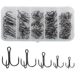 120pcs/box Treble Fishing Hooks Kit treble hooks fishhook for Artificial hard bait Bass Trout Saltwater triple fishing hooks