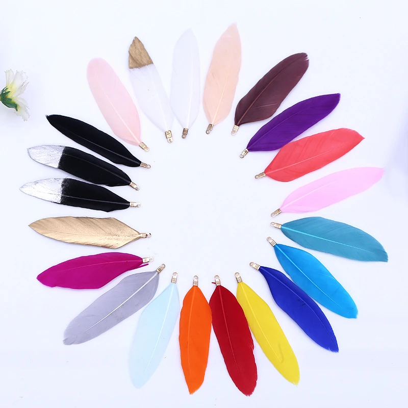 Natural Goose Feather Charms Pendant Earring Charms 70-90mm Plumes DIY Necklace Bracelet Jewelry Making Party Stage Decor 10pcs