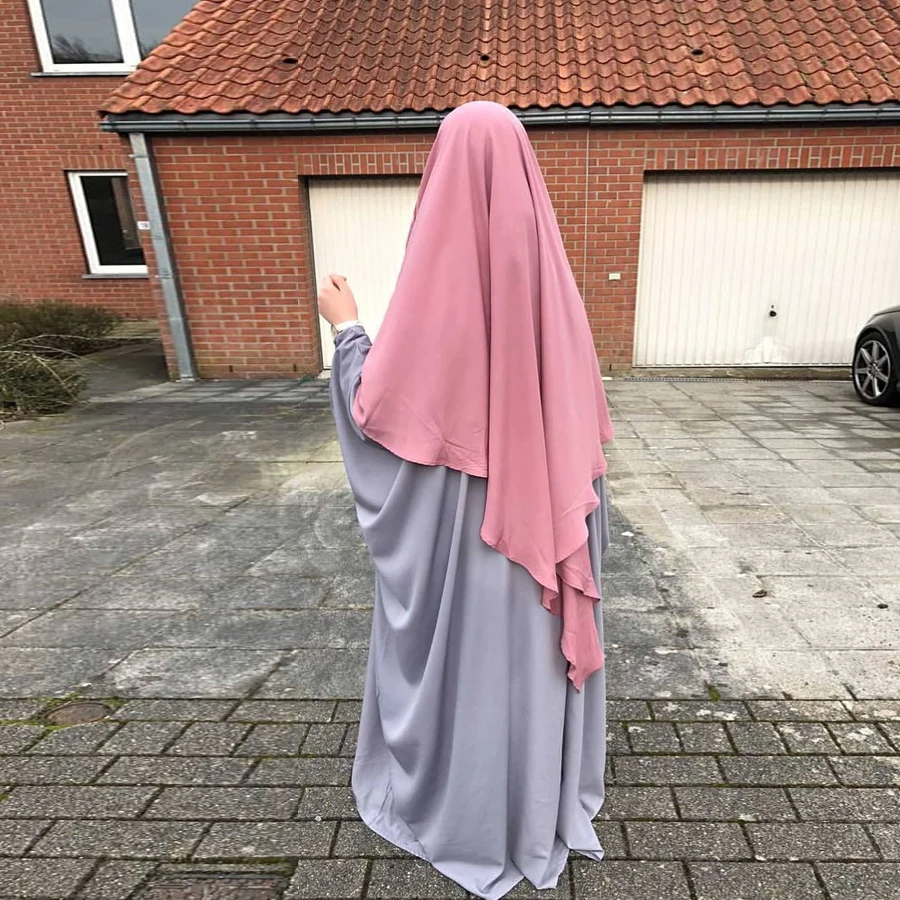 Imagem -06 - Khimar Longo para Mulheres Muçulmanas Lenço de Cabeça Oração Islâmica Vestuário Cocar Hijabi Véus Headcover Dubai Arábia Saudita Turquia Indonésia Hijabi