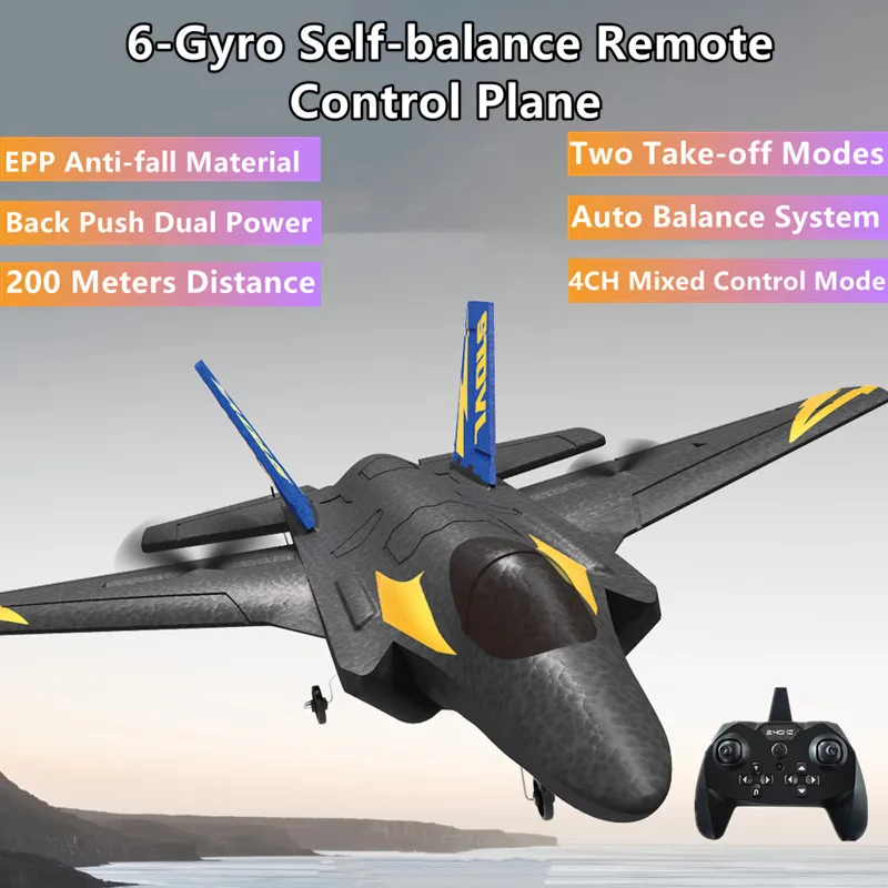 Back Push Dual Power Remote Control Plane 4CH 200M 6-Axis Gyroscope EPP Material 360° Trick Roll Auto Balance System RC Airplane