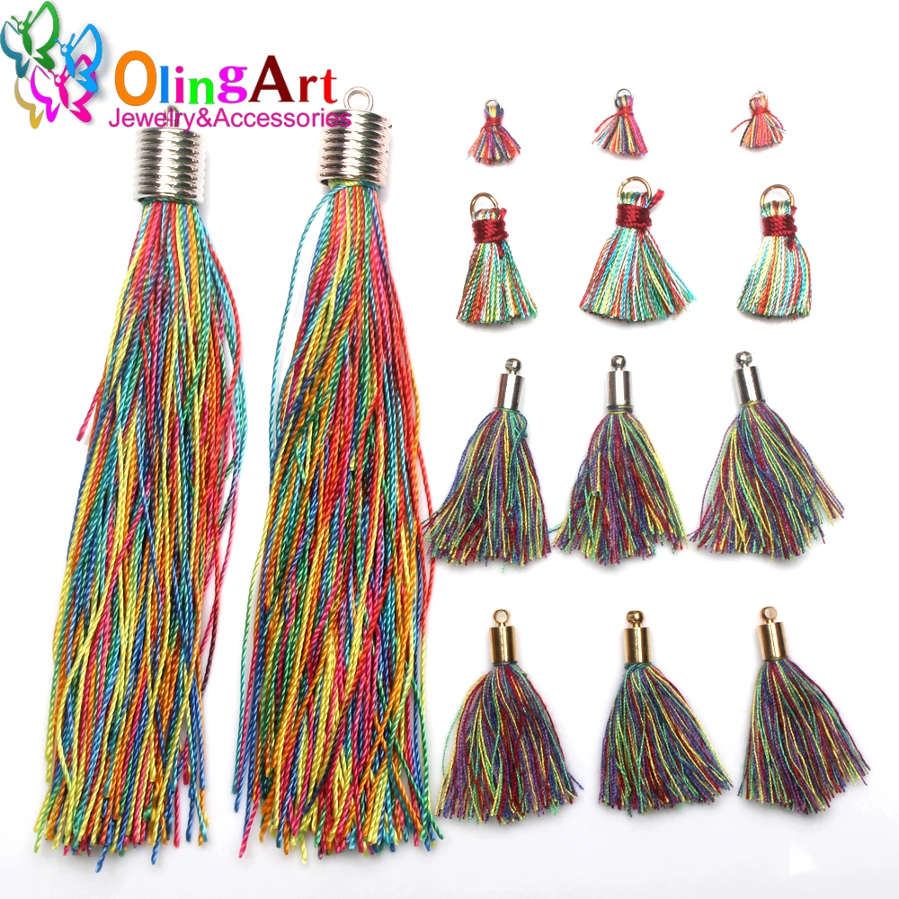 Olingart Colorful Silky tassel Charms /cotton tassels/mini tassel/jewelry making DIY Pendant Drop earrings Necklace Bracelet