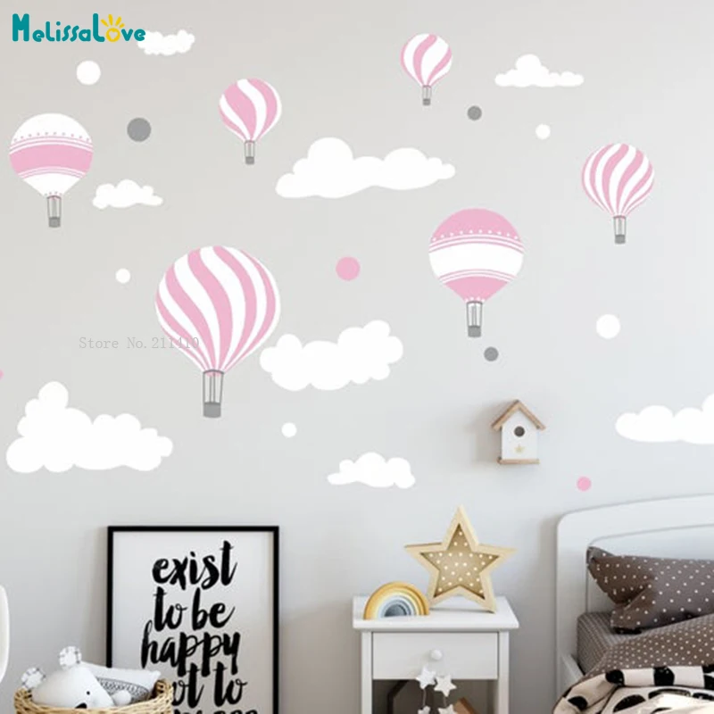 Custom 4 Colors Jungle Animals Air Balloons Wall Stickers Home Kids Baby Room Decor Self-adhesive Nursery DIY Murals YT5959