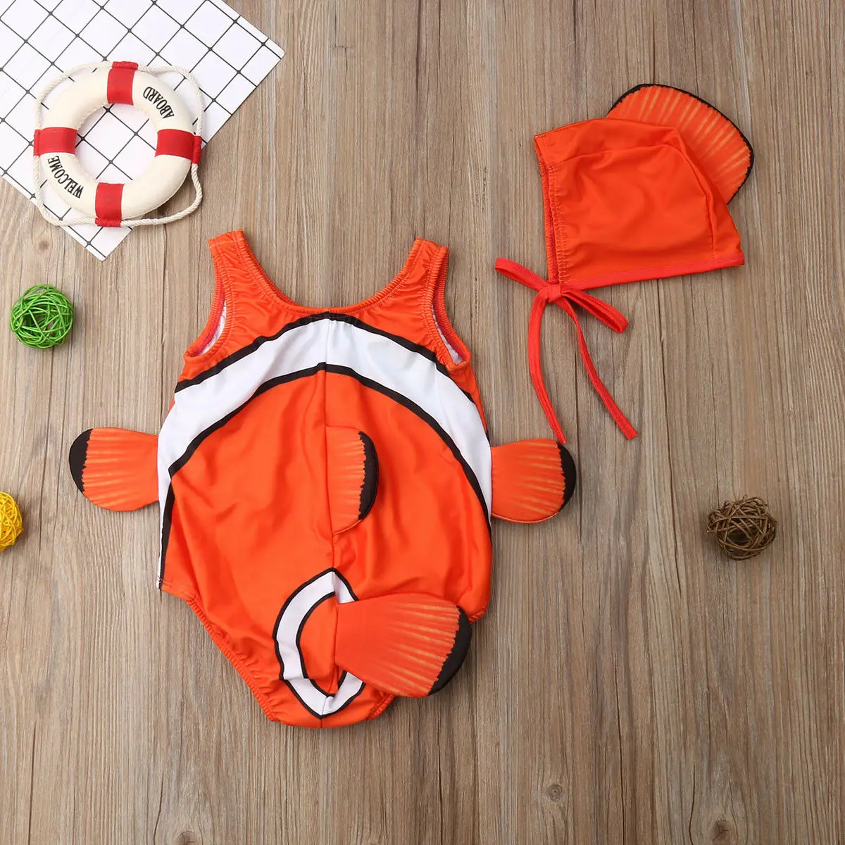 Dziecięce dziewczęcy strój kąpielowy Goldfish stroje kąpielowe Swimmable Bikini Beach Print śliczny słodki kostium + czepek pływacki strój kąpielowy