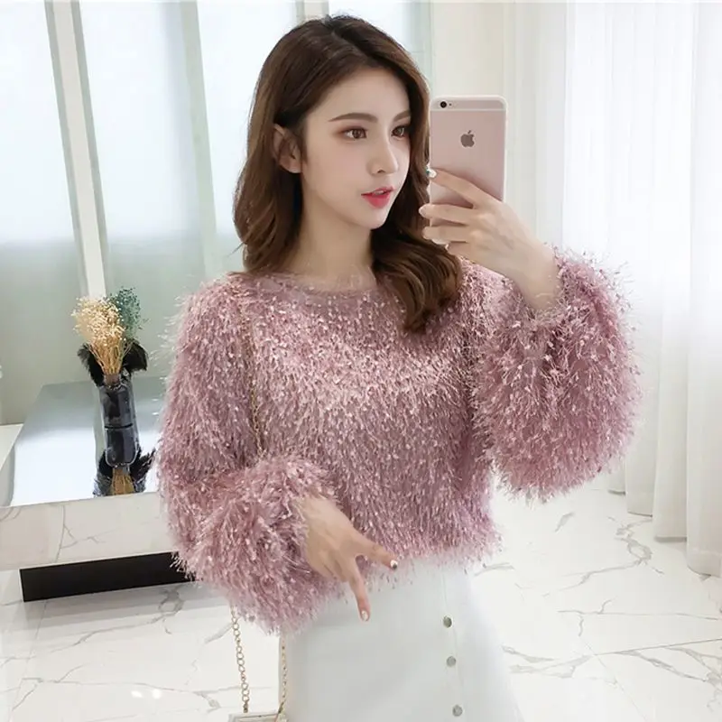 Blouse Women Autumn Crew Neck Long Sleeve Tassel Sweater Women\'s Top Blusas Ropa De Mujer