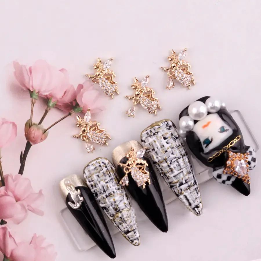 5pcs/lot TN5130 Alloy Zircon Cupid Nail Art Crystals nail jewelry Rhinestone nails accessories supplies nail decorations charms