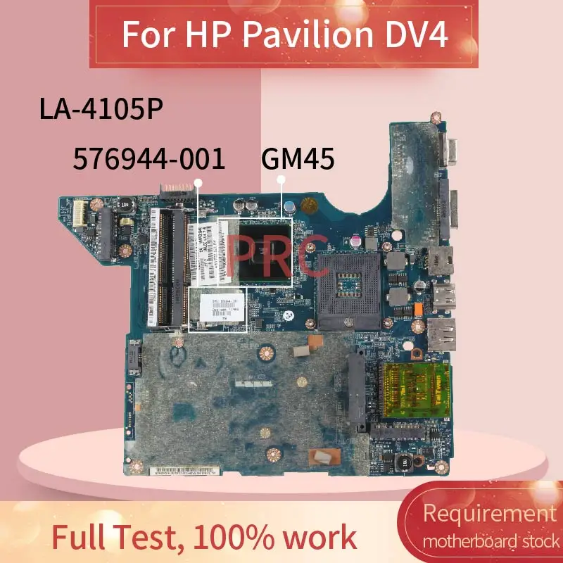 

JAL50 LA-4105P For HP Pavilion DV4 GM45 Laptop motherboard 576944-001 576944-501 DDR3 Notebook Mainboard