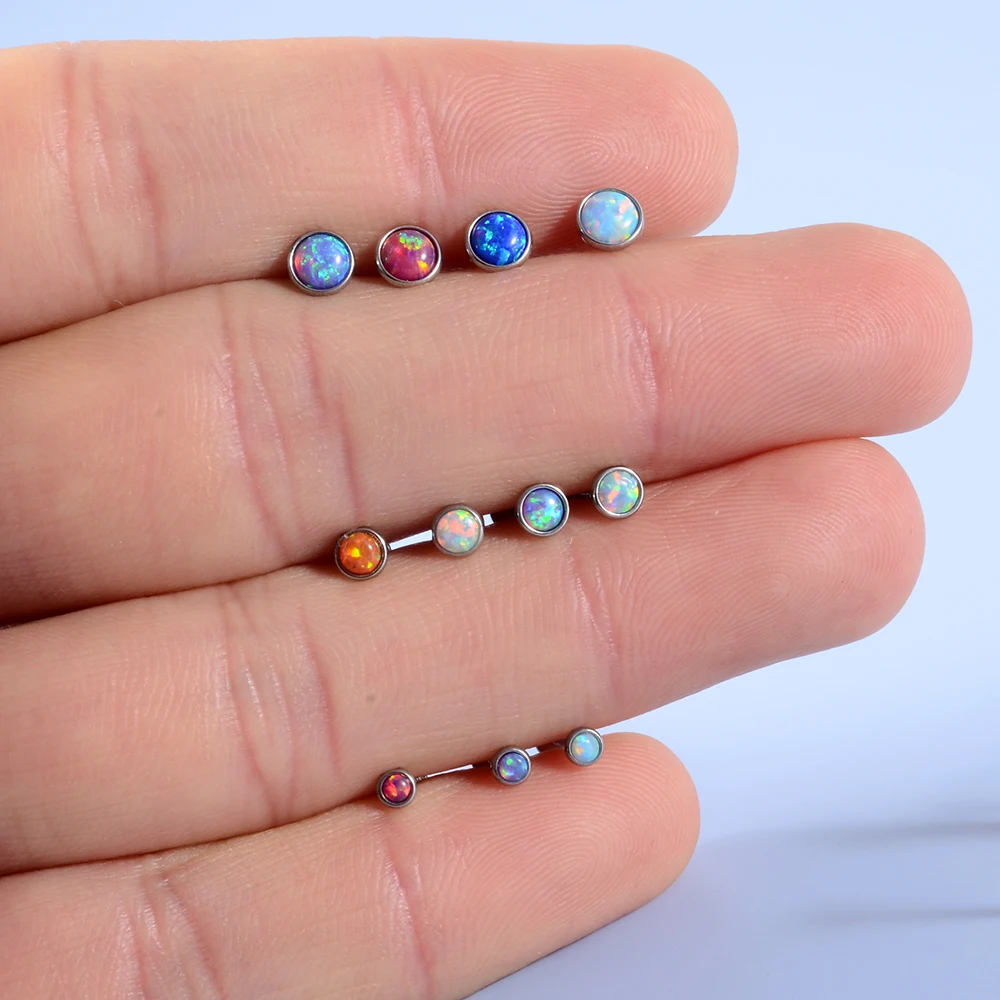 Lot 3Pcs Opal Stone Labret Monroe Lip Stud Ear Piercing Cartilage Tragus Helix Earring Nose Stud 16g Lip Ring Body Jewelry