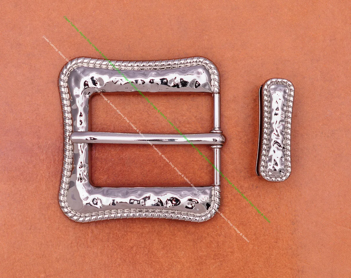 Bling Silver Quality Western Cowboy Rodeo Ranger Engraved Leathercraft 2PCS Set Belt Buckle With Ring Fit 1\