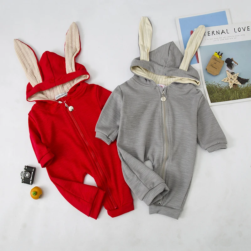 

Cartoon Bunny Baby Hoodie Outfits Bodysuit Cotton Zipper Baby Rompers Spring Autumn Newborn One-Piece Infant Clothes 3-18 Months