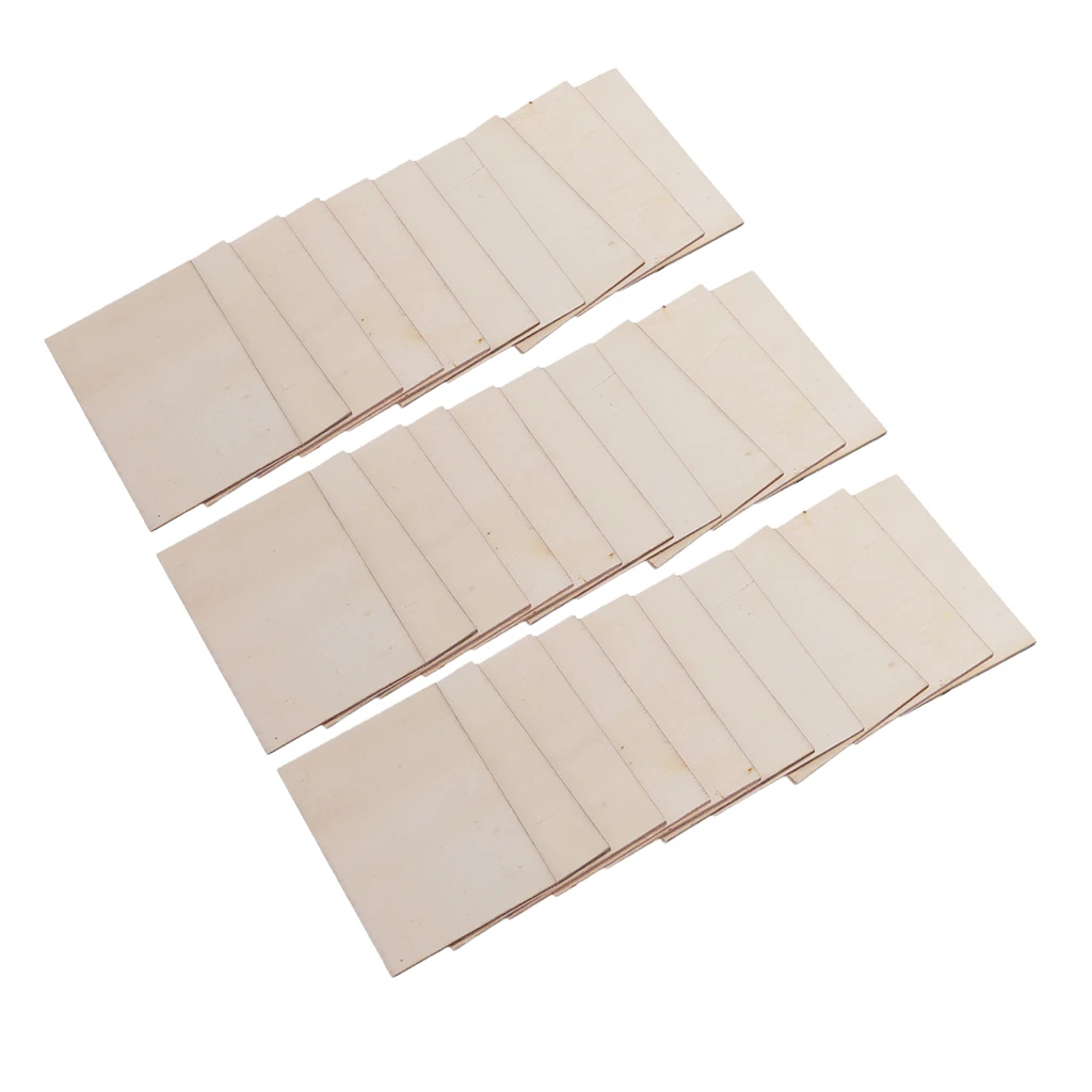 30Pcs Blank Plain Wooden Cutout Rectangle Shape DIY Card Scrapbooking for Crafting, Labeling, and Creating