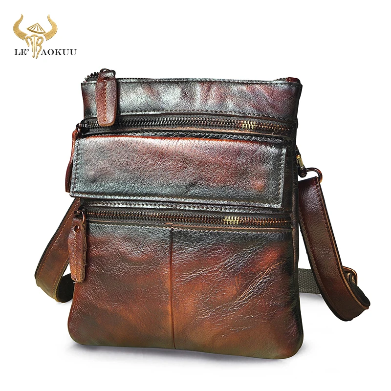 

Luxury Quality Leather Male Retro Wine School Messenger bag Design Satchel Book Cross-body Shoulder bag 8" Tablet Case Men 302