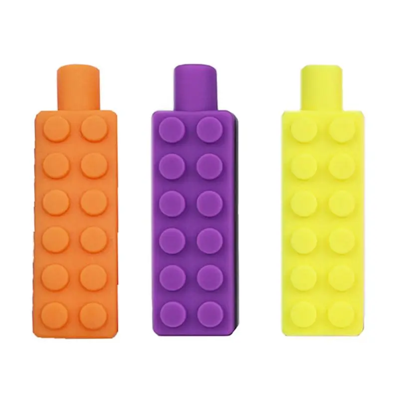 Pencil Toppers, 3 Pack Silicone Therapy Toys Chewy Oral Motor Tubes Sensory Fidget Toy Chew Buddy for Autism, Special Needs