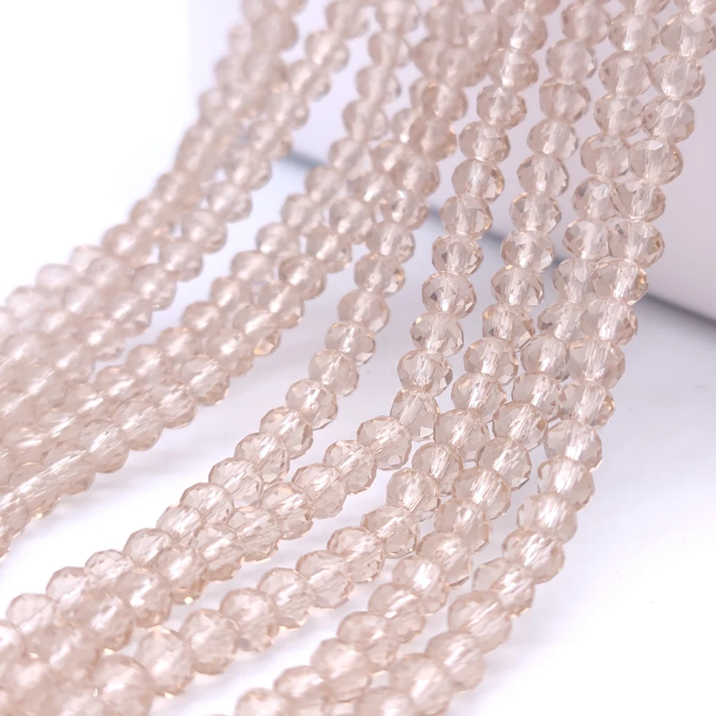 2 3 4 6 8mm Round Czech Crystal Faceted Light Champagne Clear Glass Beads Spacer Loose Beads for Jewelry Making Bracelet DIY