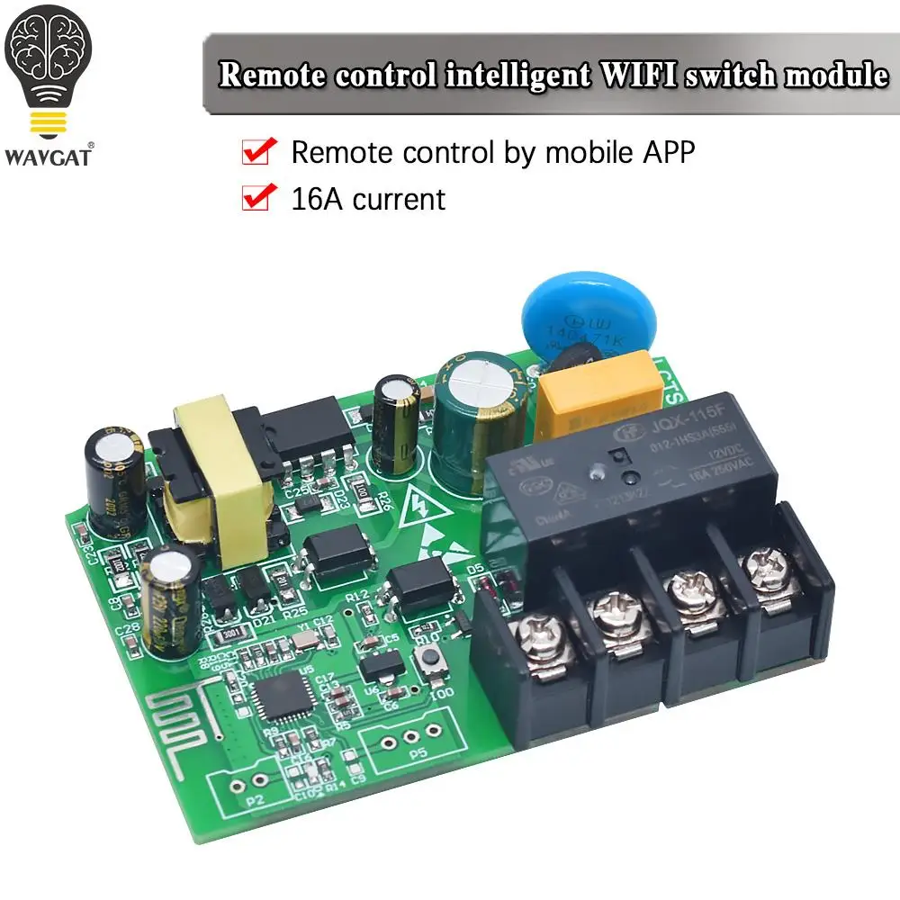 WAVGAT Smart home 16A mobile phone APP remote control intelligent WIFI switch relay module