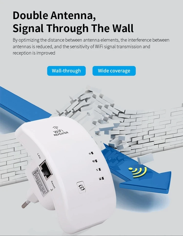 Pengulang WiFi Nirkabel Penguat WiFi Extender Router Wi-Fi Penguat WiFi Jarak Jauh Pengulang Wi Fi 300Mbps Titik Akses Pengulang