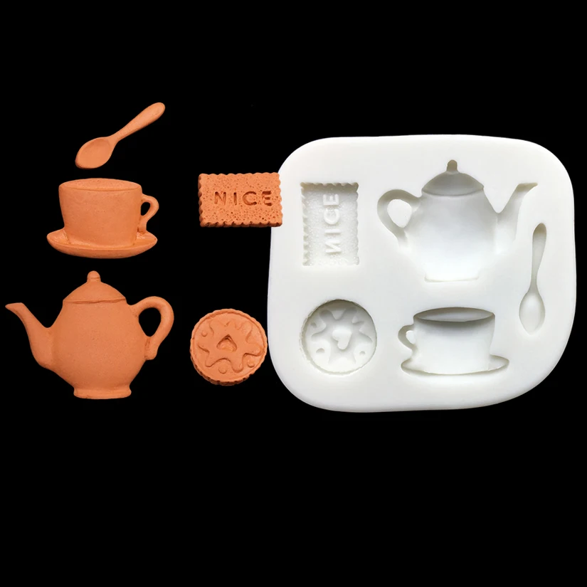 Biscuits Coffee Teapot Silicone Mold Sugarcraft Chocolate Cupcake Fondant Cake Decorating Tools