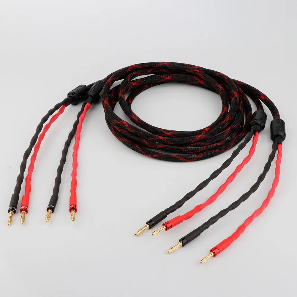 West Electric Speaker Cable HIFI Audiophile Gold Plated Y to Y Spade Plug Biwire LoudSpeaker Wire Audio Line