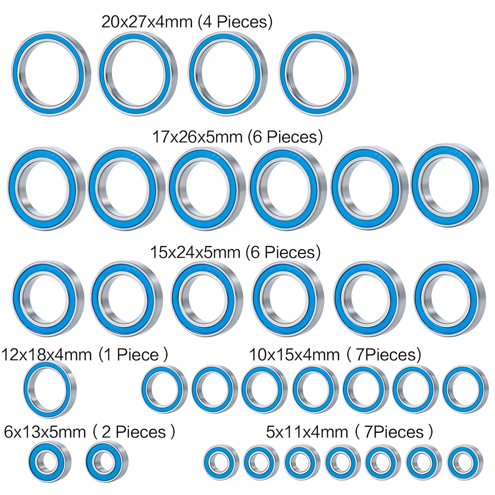 YEAHRUN 33Pcs Rubber Sealed Ball Bearing Kit For 8s X-Maxx 77086-4 RC Car Upgrade Parts Accessories