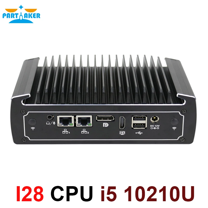 Partaker Fanless Mini Computer 10th Gen Intel Core i5 10310U I211 4k Mini PC 2 Lan RS232 with SIM Card Slot Windows 11