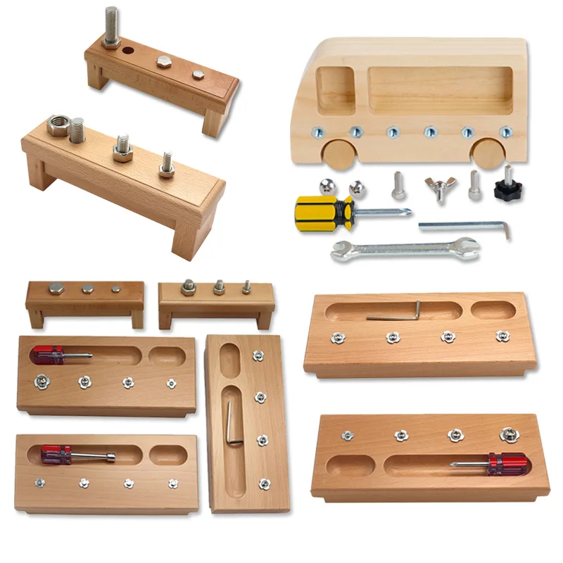 

Kids Wooden Montessori Toys Material Sensory Repair Tool Screw Bolts Sets Montessori Educational Toys For Children