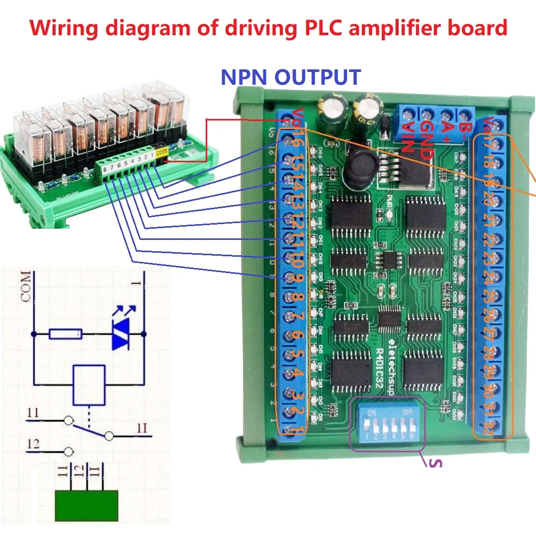 

2x DC 6.5-30V 32ch Modbus RTU RS485 PLC IO expansion Board ULN2803A Darlington Transistor Relay LED driver Module