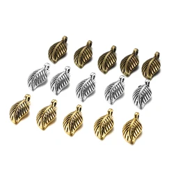 60pcs/lot 7x15mm Metal Alloy Leaves Shape Charms Pendant Findings For DIY Bracelet Necklace Jewelry Making Accessories Craft
