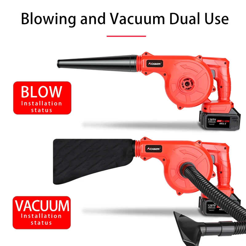 AOBEN 21V Cordless Electric Air Blower Blowing and Vacuum Dual Use Wireless Blower Computer Dust Collector Car Vacuum Cleaner