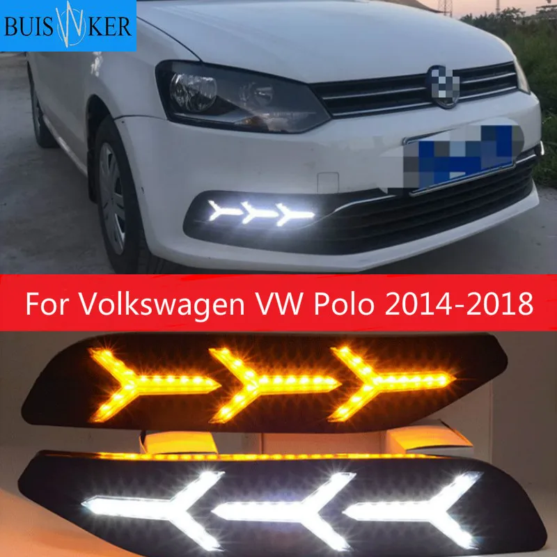 

LED For Volkswagen VW Polo 2014 2015 2016 2017 2018 Driving Dynamic Streamer Flow Fog light Daytime Running Lights DRL