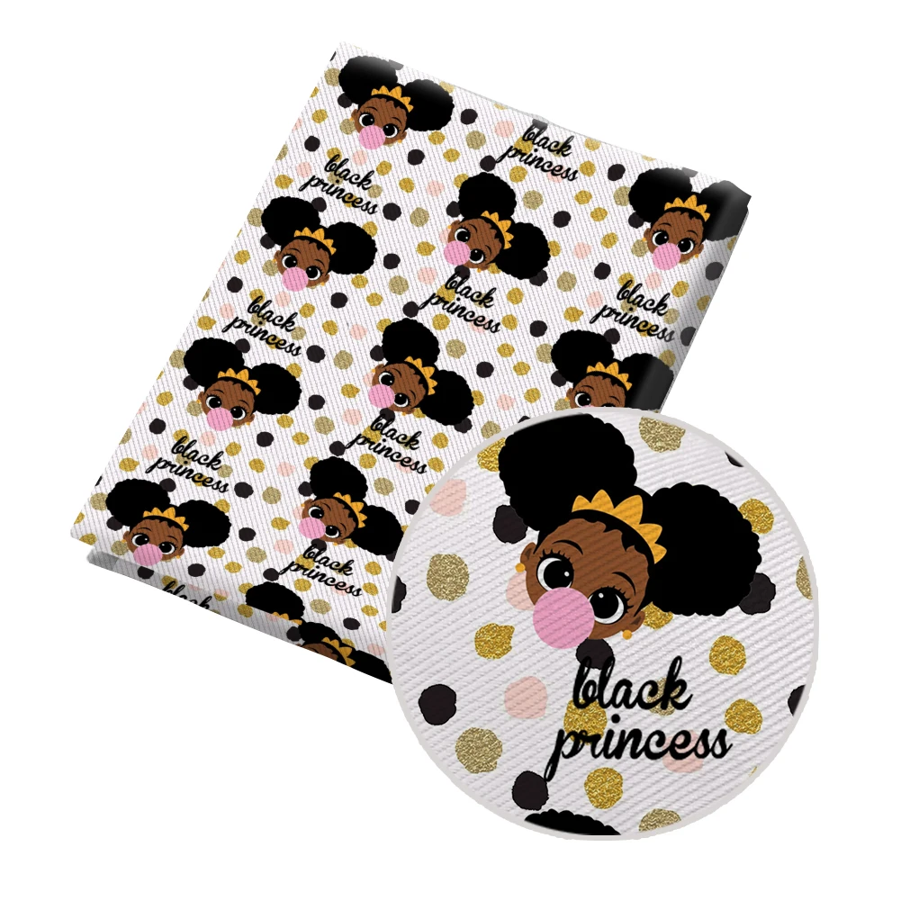 Polyester Cartoon Black Queen Girl Printed Twill Fabric Patchwork Sewing Accessories Home Decor Shirt 50X145cm