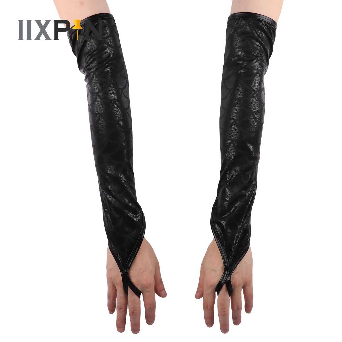 Gants sans doigts métalliques sexy pour femmes, bleu ciel, vert, longueur de coude, fête, danse, cosplay, accessoire de club, brillants, longs gants de nuit