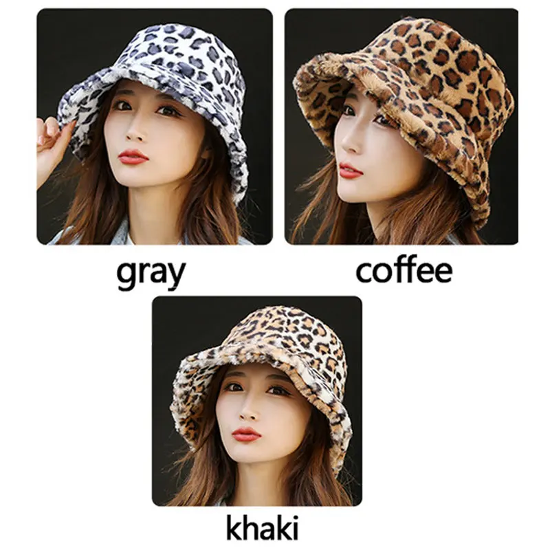 Fisherman Autumn Winter Women Bucket Hat Cap Lady Warm Panama Fashion Zebra Faux Fur Thick Girls Hats For Women Bucket Caps New