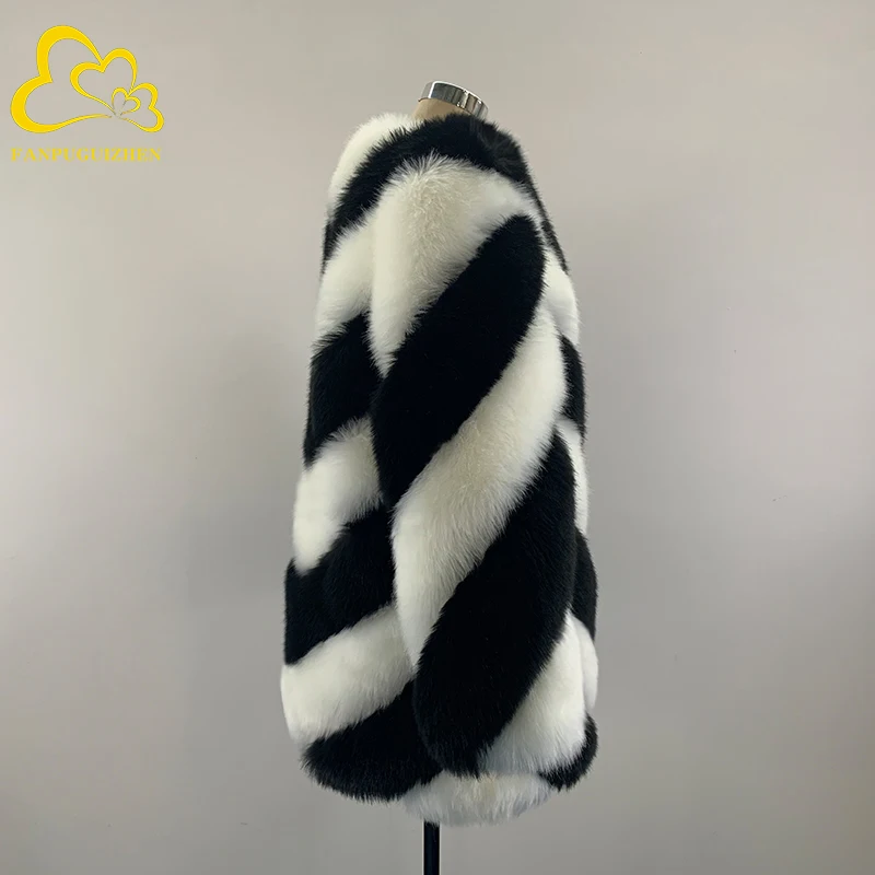 Fashion Faux Fox Fur Coat Women Winter Clothes Socialite Style High end Warm Casual Fur Jackets Women Tops