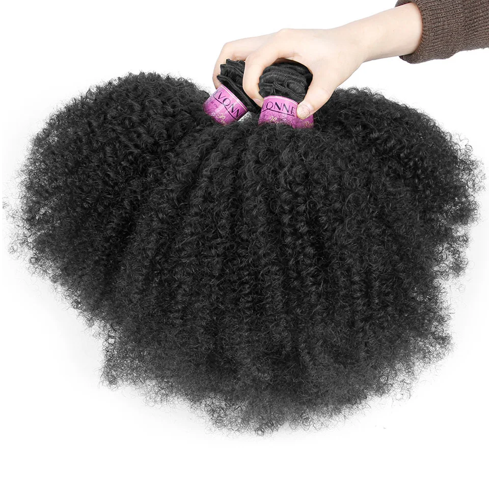 Yvonne Afro Kinky Curly Virgin Hair Bundles 1/4 Bundles Human Hair Weave Natural Color