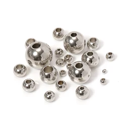 100pcs Stainless Steel Spacer Loose Beads Ball 3-10mm Big Small Hole for Charms Bracelets Necklaces Jewelry Making Wholesale