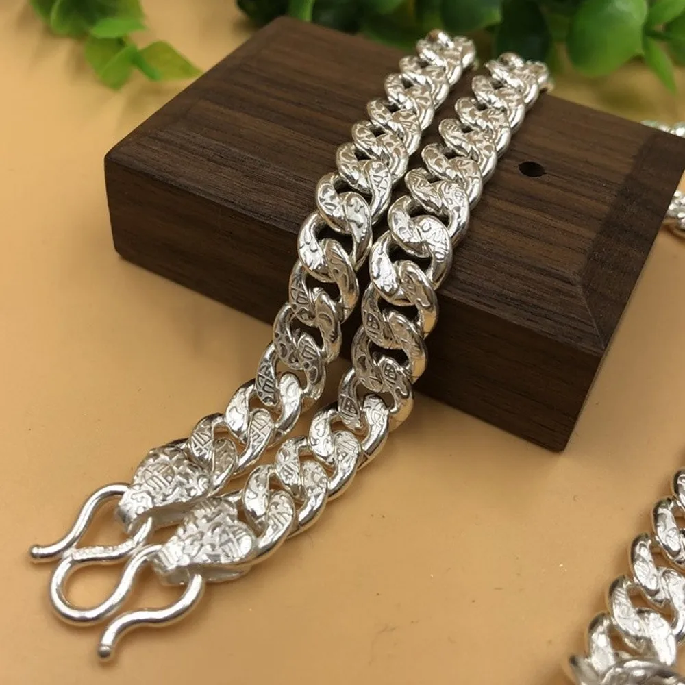 BOCAI New Real S999 Silver Men‘s Necklace Single Flat Chain Dover Personality Domineering Good Luck Fashion Jewelry Wholesale