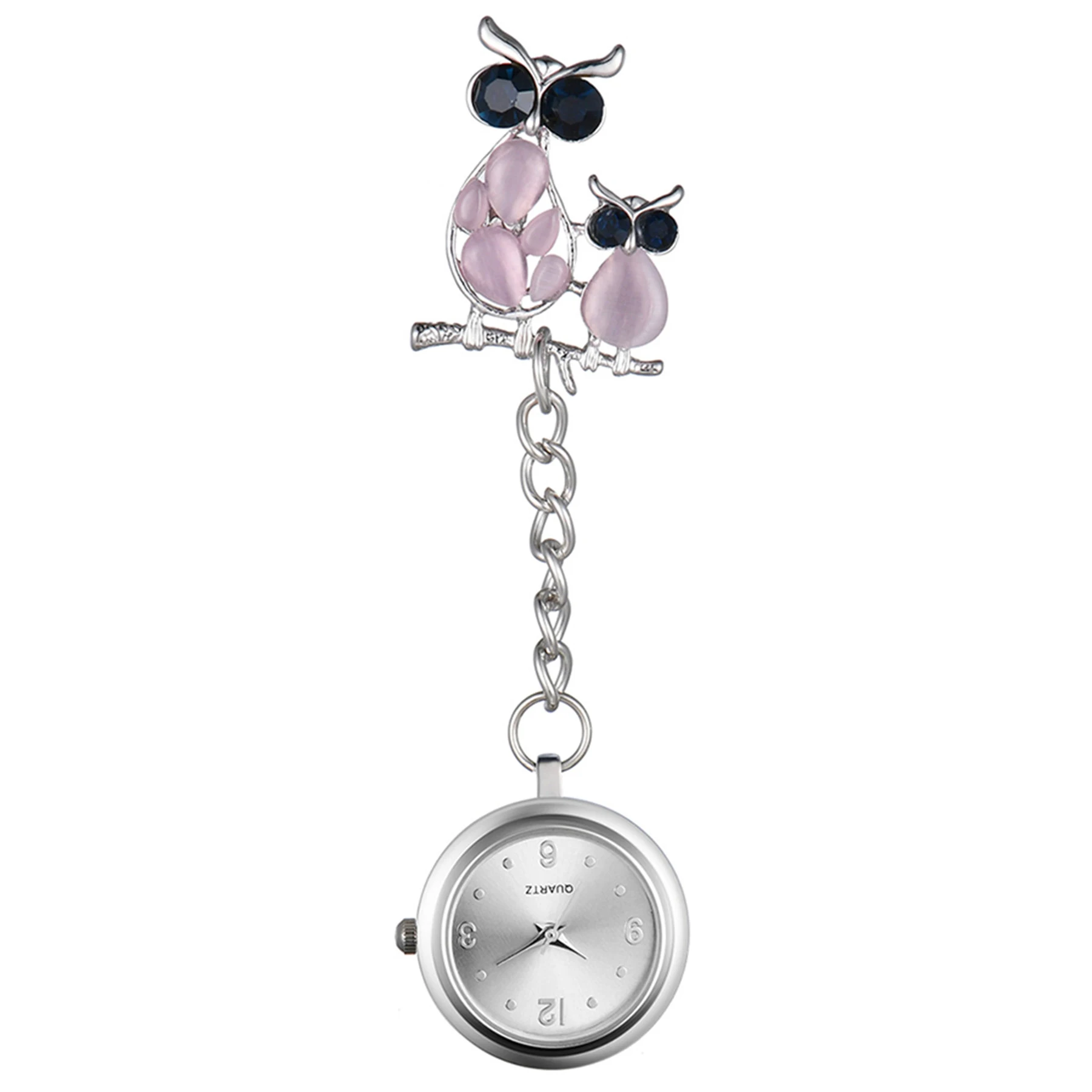 LANCARDO 2021 New Delicate Owl Brooch Nurse Watch Women Ladies Doctor Pocket Watches lovely Silver Color Medical Watches