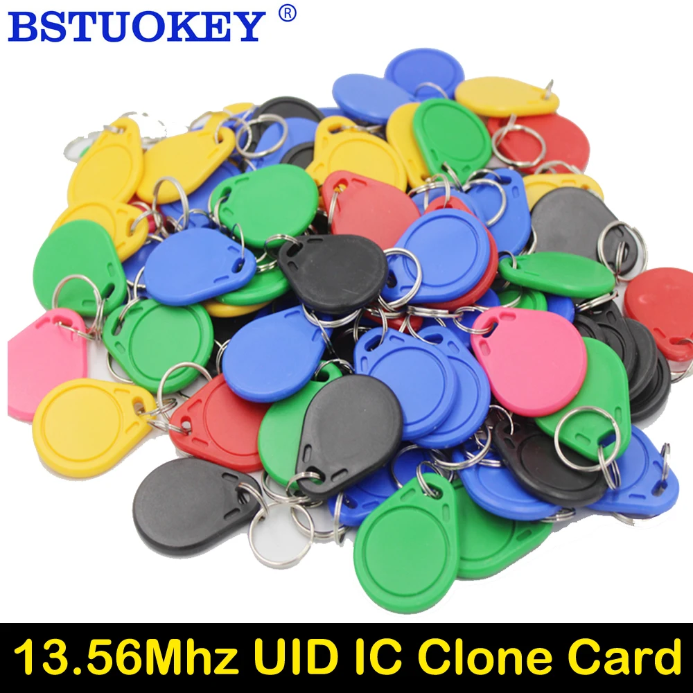 100pcs 방수 13.56MHz UID Keyfob 태그 RFID 액세스 제어 복제 키 카드 토큰 쓰기 가능 IC 카드 복제 변경 가능 Keyfob 