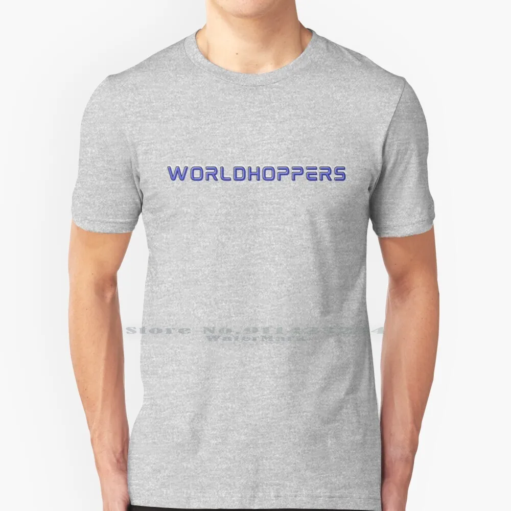 Worldhoppers 100% Cotton T Shirt Cosmere Brandon Sanderson Roshar Scadrial Nalthis Taldain Taldian Hoid Blue Font Sel Ashyn