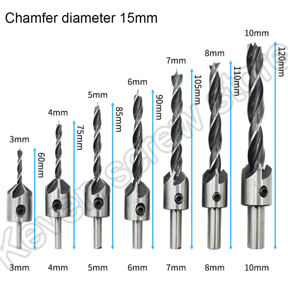 21PCS/Set Woodworking Chamfer Countersink Drill Bit Set Wood Plug Cutter Drill Bits