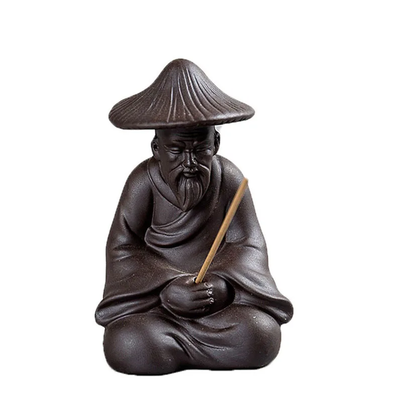 Mini Ceramic Crafts Purple Clay Incense Base Chan JIanggong Fishing Aroma Burner Incense Holder Tea Pet Home Decor