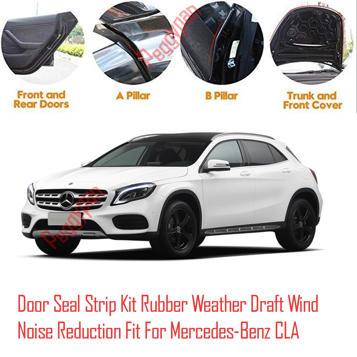 

Door Seal Strip Kit Self Adhesive Window Engine Cover Soundproof Rubber Weather Draft Wind Noise Reduction For Mercedes Benz CLA