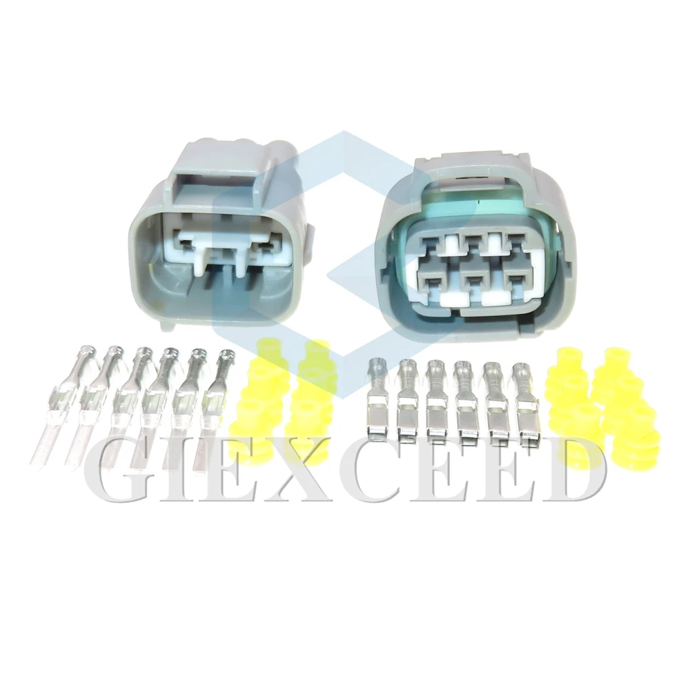 2 Sets 6 Pin Auto Waterproof Cable Socket AC Assembly Car Headlight Wiring Connector 90980-10988 7282-7064-40 7283-7064-40